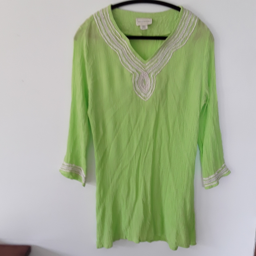 SEA SALT SOCIETY LIME GREEN GAUZE DRESS SIZE M